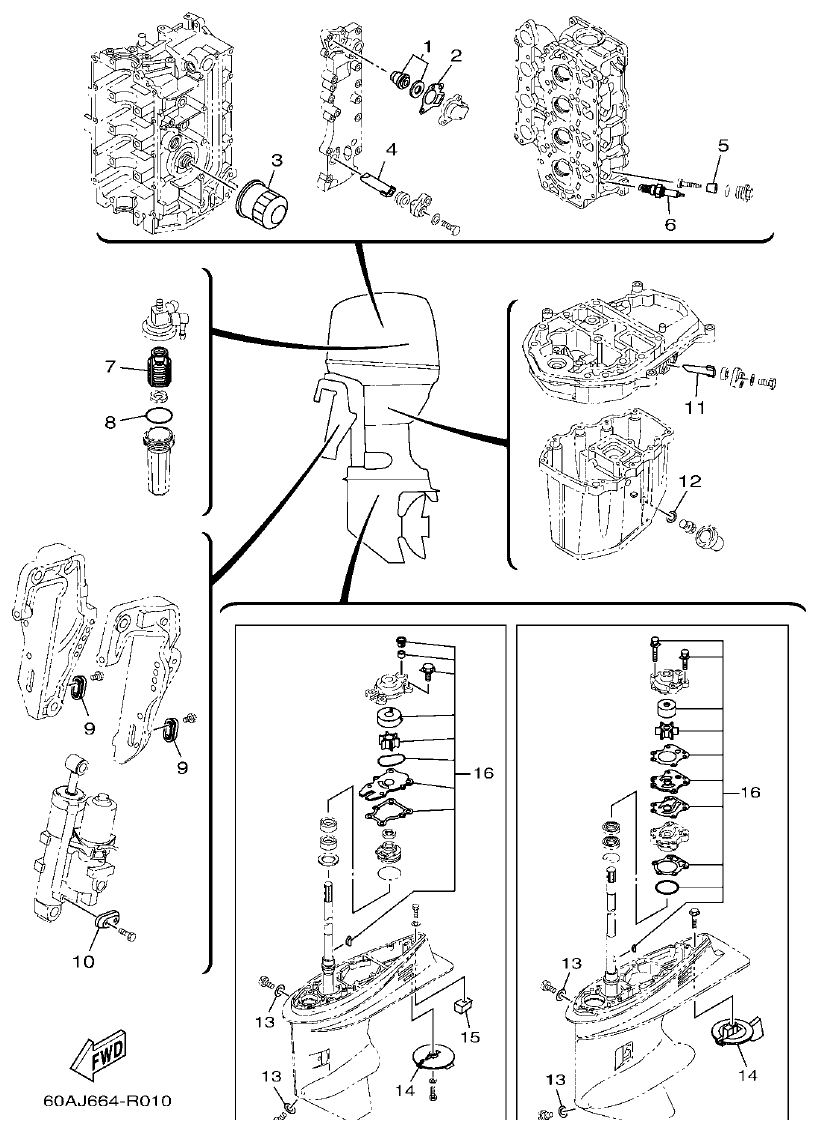Yamaha F50DET, FT50CET SCHEDULED SERVICE PARTS parts diagram